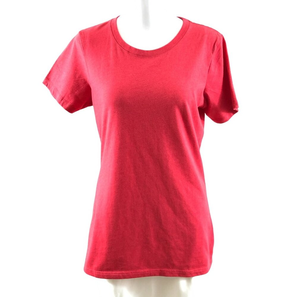 Clementine Womens T Shirt Basic Short Sleeve Crew Neck Cotton Blend Red Size L